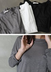 独家限量 LINEN POCKET TEE ROUND NECK 新款纯色打底T恤AT102378