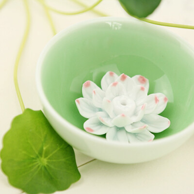 手工捏制莲花碗型香插/水培/家居装饰摆件
