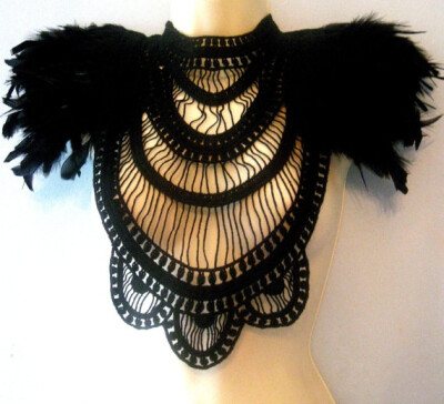 Steampunk jewelry black textile statement / AmorousCatsAttic