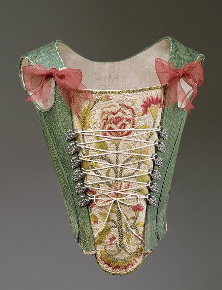 European corset (green silk damask), third quarter of 18th century http://www.metmuseum.org/toah/works-of-art/C.I.39.13.211