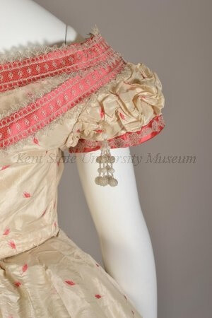 Detail View of Silk Taffeta &amp; Pink Dress Bodice, 1860s.