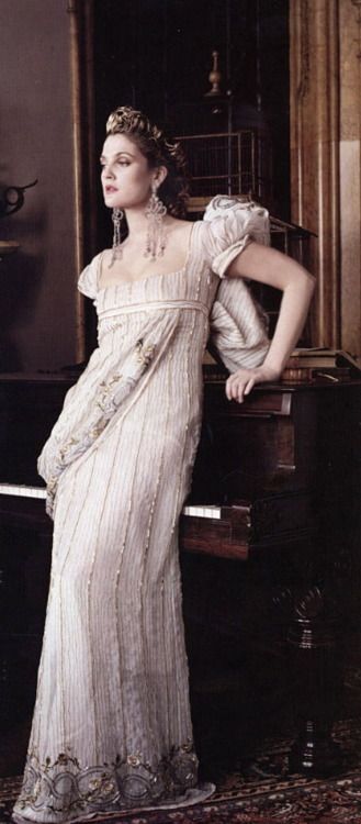 Drew Barrymore in an empire gown