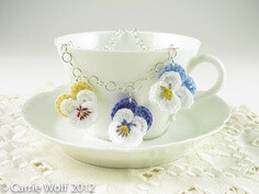 Carrie Wolf - Crochet Pansy Bride Bridesmaid necklace