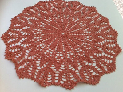 Rusty rose hand crochet doily, applique