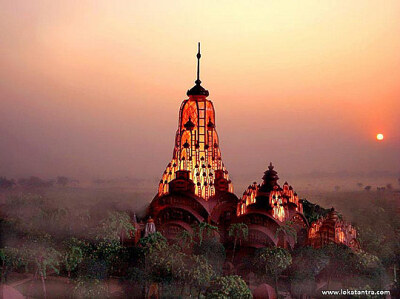 illuminated majestic Hindu temple