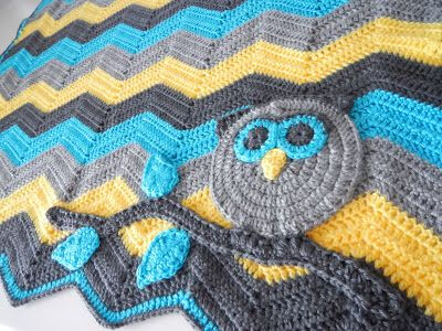 Lovely owl/ripple blanket - No specific pattern but description is given on how to make the owl and branch, as well as blanket. Not for a beginner, but good if you're experienced and can figure it out…