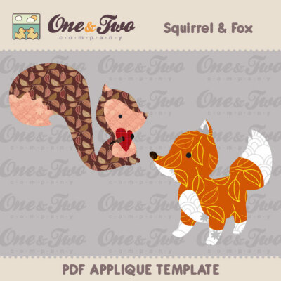 Instant Download - Fabric APPLIQUE TEMPLATE Only PDF - Squirrel &amp; Fox - Permission to Sell Finished Items