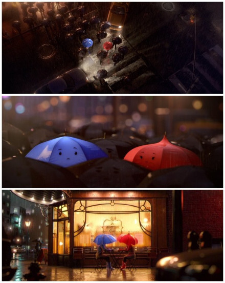 【皮克斯短片《蓝雨伞之恋》（The Blue Umbrella）】《怪兽大学》上映时附赠的短片，终于能看了！温馨的故事，美好的场景，万物有灵且美~画面精致的程度，新海诚怕是要哭了！音乐也是小清新到不行！嘴角带着笑看完，顿觉世界美好有爱！（转）http://t.cn/zRV4raP