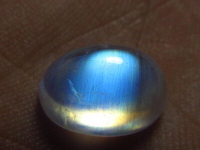 7.05 / CTW - 9x13.5 mm - Oval cut Cabochon - RAINBOW MOONSTONE - Full Blue Rainbow Flashy Fire High Quality