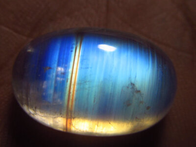 AAAAA - High Grade Quality - Rainbow Moonstone Cabochon Gorgeous Blue Full Flashy Fire size - 14x22 mm weight 25.35 cts High 10mm