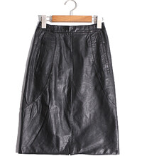  日本原宿牛皮短裙 黑色 leather skirt 孤品尖貨