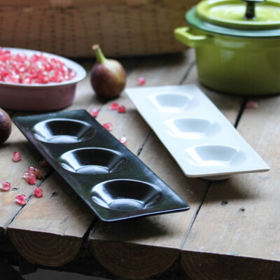 Luzerne白色/黑色调料连盘（无logo）TB出口西餐餐具