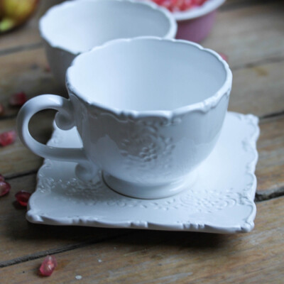 猪猪推荐：温馨下午茶复古浮雕咖啡杯/奶茶杯KB出口