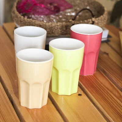 色可选宽条纹马克杯/奶茶杯/水杯出口