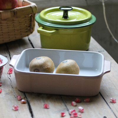 爱不释手的糖果嫩粉色双柄烤盘出口烘焙餐具