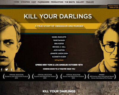 漂亮的视差滚动(Parallax Scrolling)效果网站设计http://sonyclassics.com/killyourdarlings/