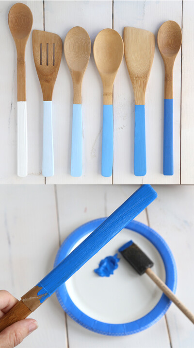 Paint wooden spoon handles in different shades to make an ombré set.