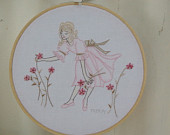 Hand Embroidered Girl Hand Embroidery Pattern &amp; Instructions HOOP ART--needlecraft pattern