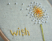 Embroidery Hoop Art Wish in Yellow