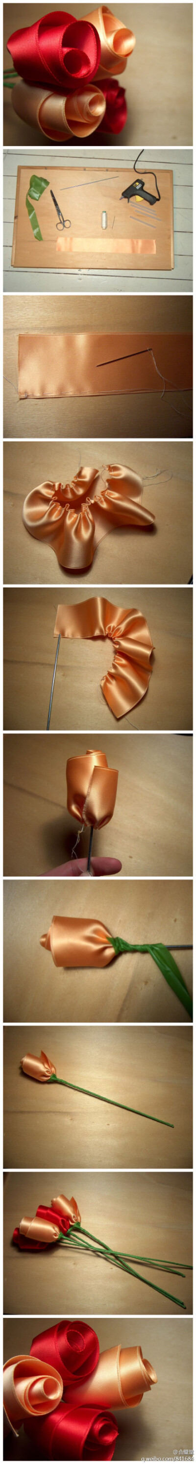 简单实用的丝带玫瑰花教程，可以摆在家里做装饰，也可以用在婚庆哦~~