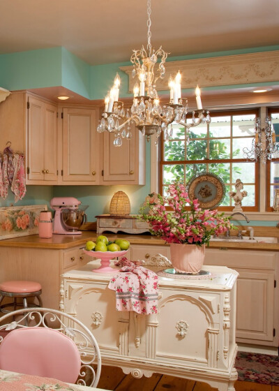 possibly the cutest, girliest kitchen in the entire world.