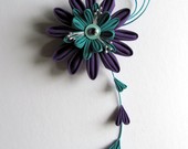 Purple &amp; Aqua Kanzashi Hair Fascinator (Custom made)