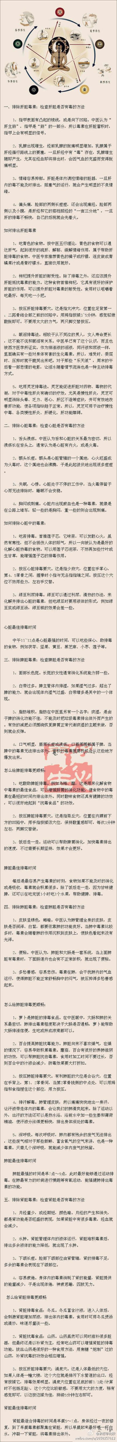 【权威中医教你如何清扫五脏六腑中的垃圾】一年四季里，身体积累的毒素已经相当多了，是时候要进行排毒了！早看早受益！转给你的家人朋友，多多受益！