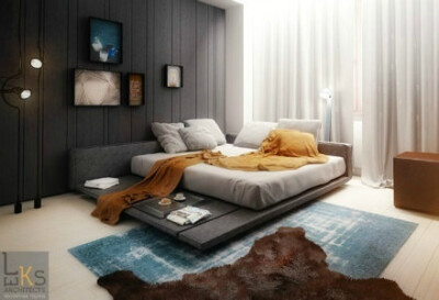 现代风格的卧室，最爱这种榻榻米风格大床！！！（转）