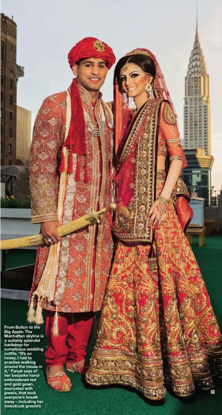 Boxer Amir Khan and his bride Faryal Makhdoom. In a Tarun Tahiliani lengha