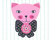 Pink Cat Iron on Applique Patch