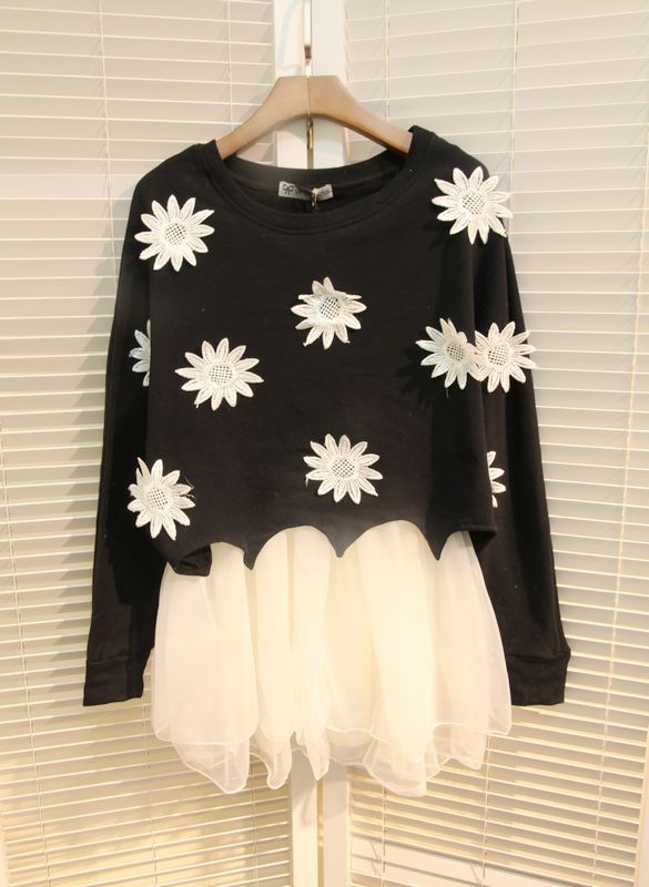 2013韩国秋冬新款原单欧美风太阳花日系雪纺衫 连衣裙女外套2件套