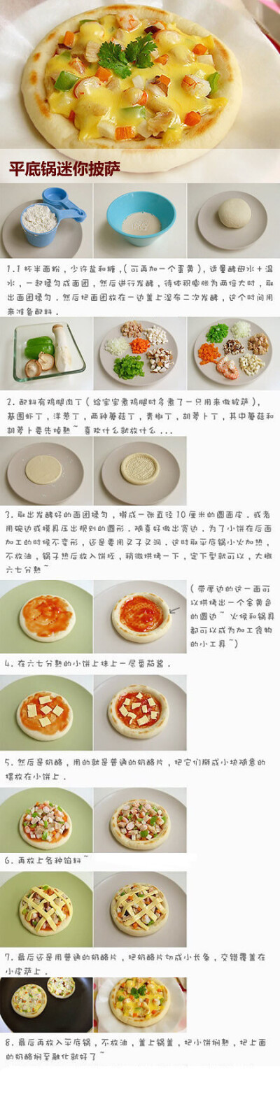 【平底锅迷你披萨】不用烤箱，用平底锅做出来的披萨，味道也不会输烤箱做出来的哦！