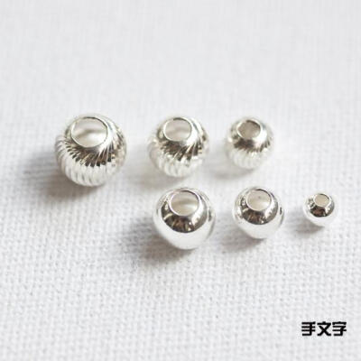 日本950银大孔 光面和螺纹 银珠 5mm,6mm,7mm,8mm,9.5mm