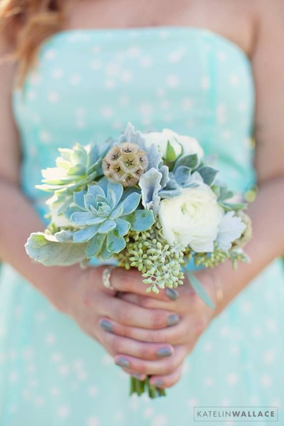 succulents, mint, polka dots!! oh my we are so in love with this combination! to see more of the darling things that Katelin Wallace Photography has captured take a peek here. http://www.weddingchicks.com/vendor-guide/katelin-wallace-photography-2/