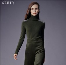 SEETY 2013秋冬新款 定制 高领肩章打底女士纯羊绒衫 毛衣 PE45