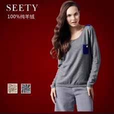 SEETY 2013秋冬新款 定制 圆领修身女士纯羊绒衫 打底毛衣 PE43