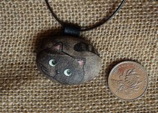 石趣部落原创手绘石头 可爱猫猫