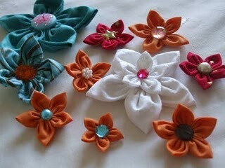 five petal fabric flowers