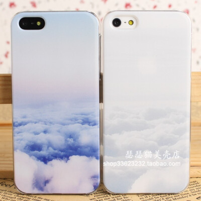 2件包邮 渐变云层天空iphone4 4s保护套iphone5 5S苹果手机壳外壳