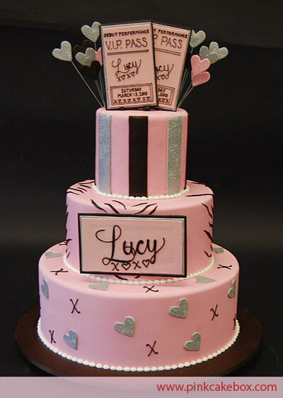 Pink and Brown Hollywood THemed Cake