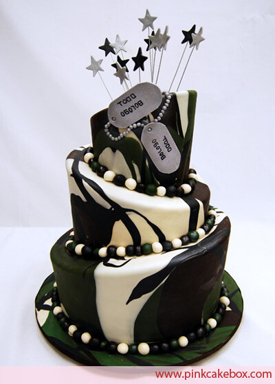 Topsy Turvy Bar Mitzvah Cake with Dog Tag