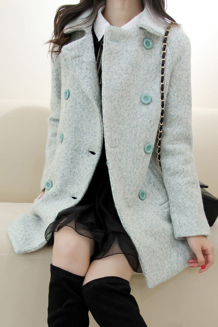 南瓜home 2013秋冬装新款韩版呢子女装修身毛呢大衣粗花呢外套女