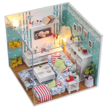 【包邮】diy温馨小屋建筑场景模型拼装玩具