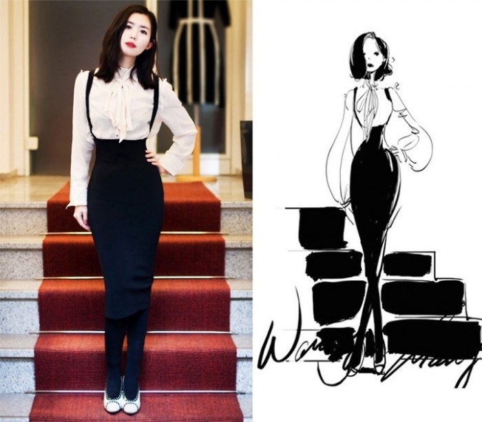 插画师兼服装设计师林泽洛利用轻松欢快的笔触和色调，对照真人模特照片，为我们展现了一组充满活泼氛围的动漫风服装手绘作品，略带Q版的人脸造型，苗条的身段，鲜亮的色彩，把模特的服装风格展现的淋漓尽致。