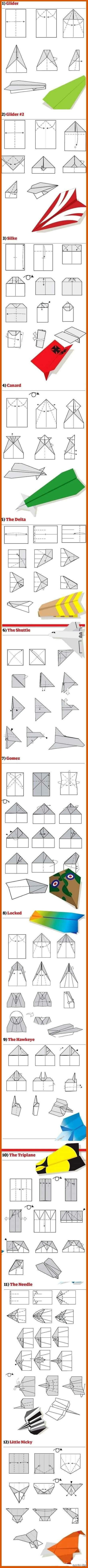 【12种纸灰机叠法】经典的纸飞机折法，收藏了慢慢学吧！