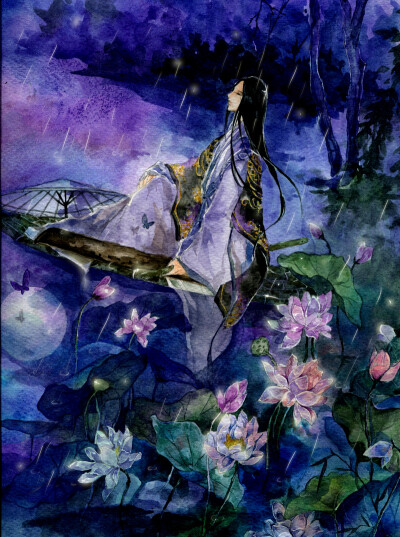 辰露 的插画 轻车裘马不如一叶扁舟