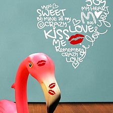 韩版雅风墙贴纸 SWEET HEART 红唇爱心文字新婚房卧室装饰背景墙