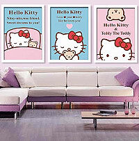 Hello kitty 可爱童趣kitty猫装饰画 公主房儿童房挂画 优凡画品-淘宝网