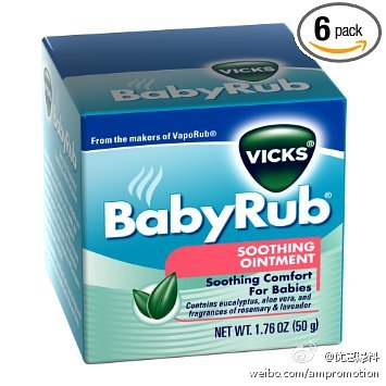 【妈妈必备！Vicks VapoRubt婴儿抚慰放松薄荷软膏1.76oz*6支】$23.48，【Vicks Babyrub Soothing Ointment 1.76 Oz, 50 g (Pack of 6)】，点击： http://t.cn/zYMYDR1