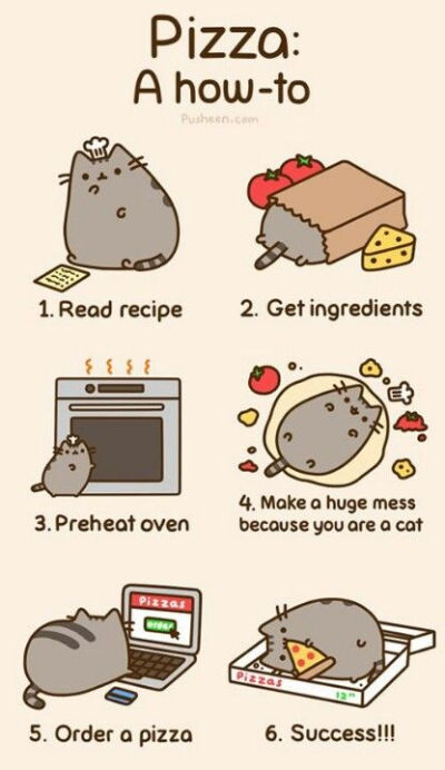 Pusheen. Pizza.